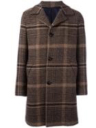 Mp Massimo Piombo Textured Checked Coat, Men's, Size: 46, Brown, Polyamide/cupro/wool/other Fibers