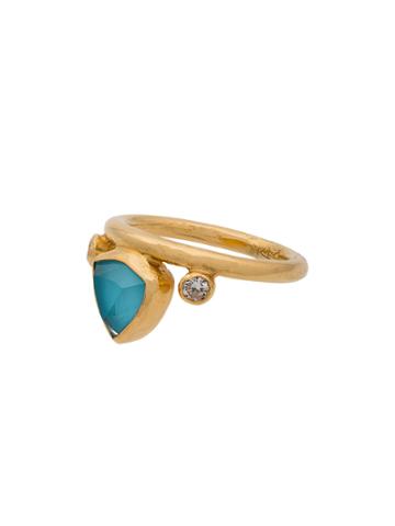 Katerina Makriyianni Turquoise Gold Crown Ring - Metallic