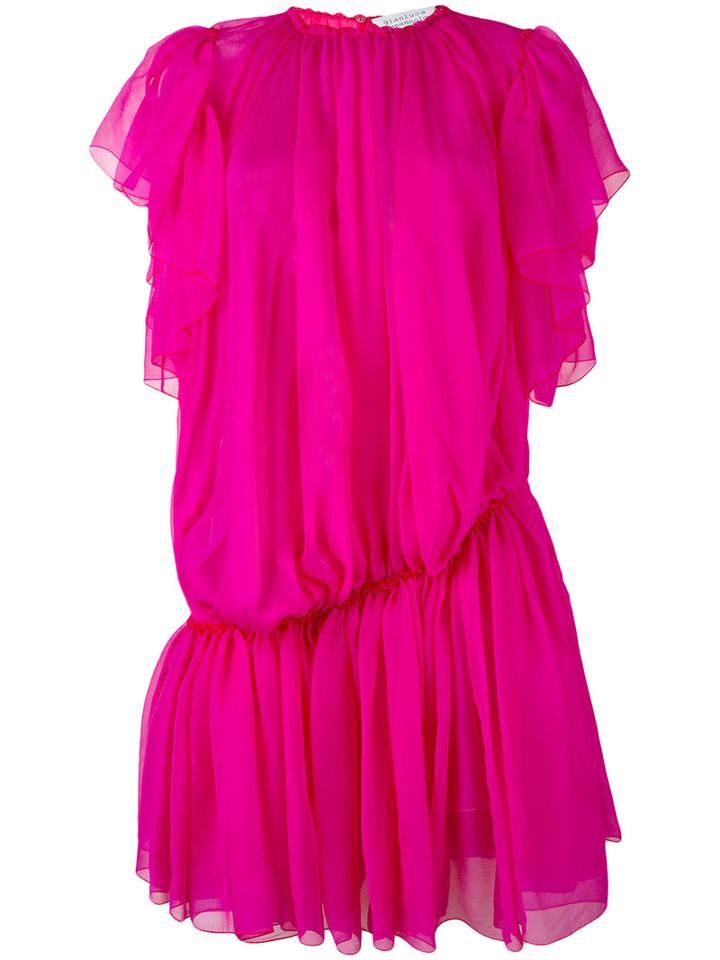 Gianluca Capannolo - Drop Waist Sheer Dress - Women - Silk - 40, Pink/purple, Silk