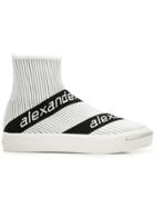 Alexander Wang Logo Stripe Sock Sneakers - White