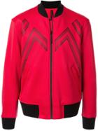 Blackbarrett Geometric Detail Bomber Jacket - Red