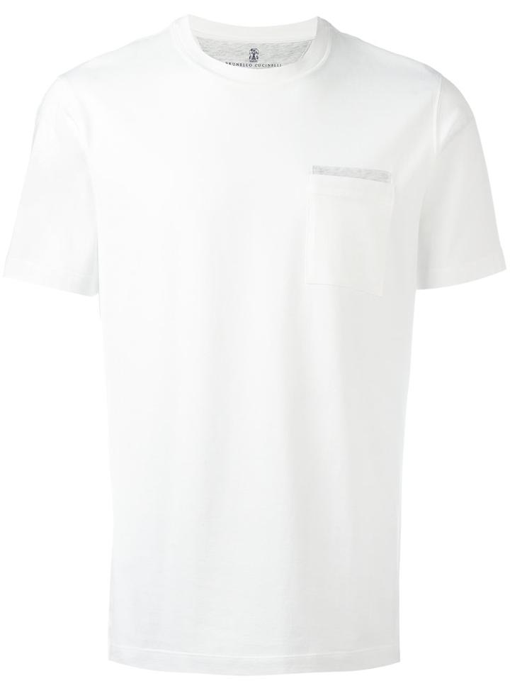 Brunello Cucinelli Chest Pocket T-shirt, Men's, Size: Large, White, Cotton