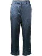 Sies Marjan Willa Washed Satin Cropped Trousers - Blue