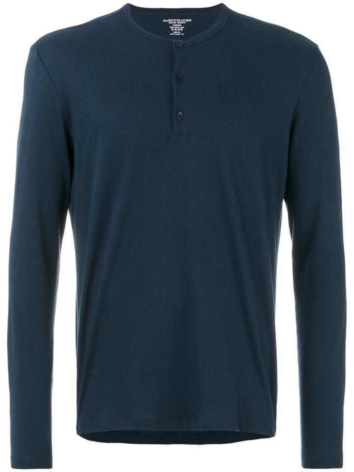 Majestic Filatures Button Placket Top - Blue