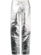 Mm6 Maison Margiela Metallic Slim-fit Trousers - Silver
