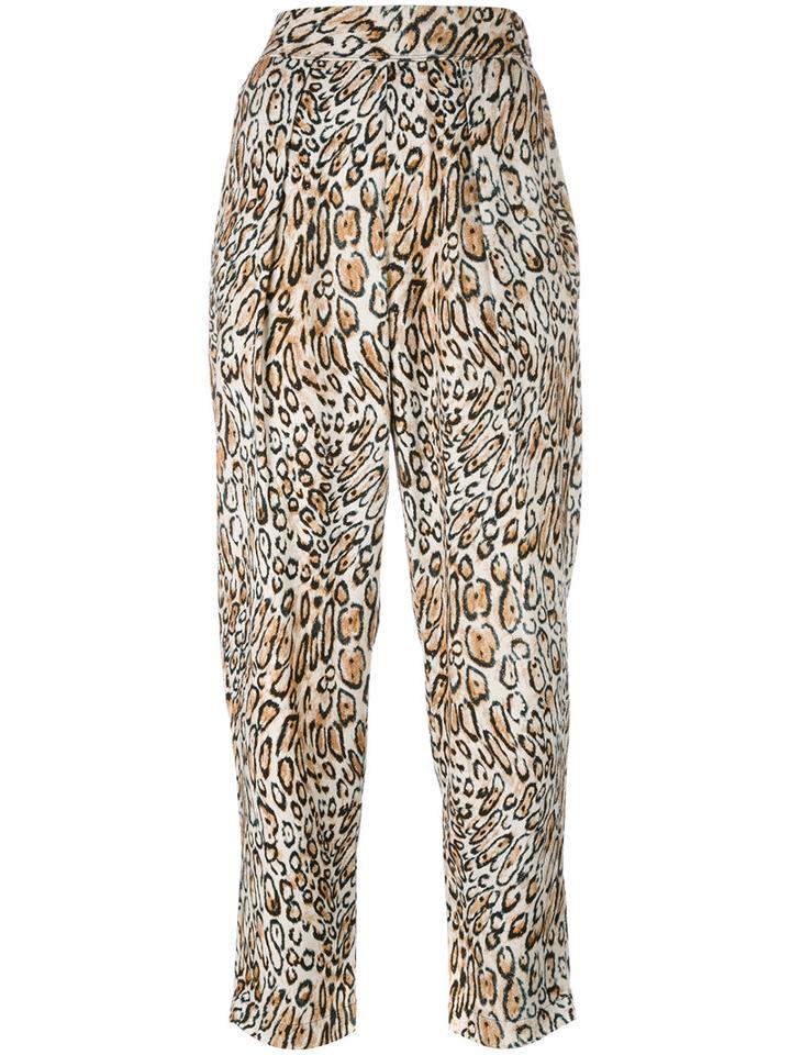 Raquel Allegra - Leopard Print Cropped Trousers - Women - Silk - 2, Women's, Nude/neutrals, Silk