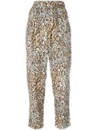 Raquel Allegra - Leopard Print Cropped Trousers - Women - Silk - 2, Women's, Nude/neutrals, Silk
