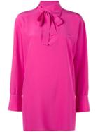 Valentino High Neck Blouse, Women's, Size: 44, Pink/purple, Silk