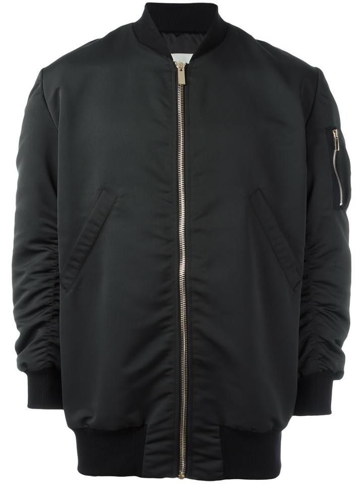 Amen Embossed Logo Bomber Jacket, Women's, Size: 42, Black, Polyester/cotton/spandex/elastane/viscose