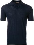 Nuur Fitted V-neck Polo Shirt - Blue