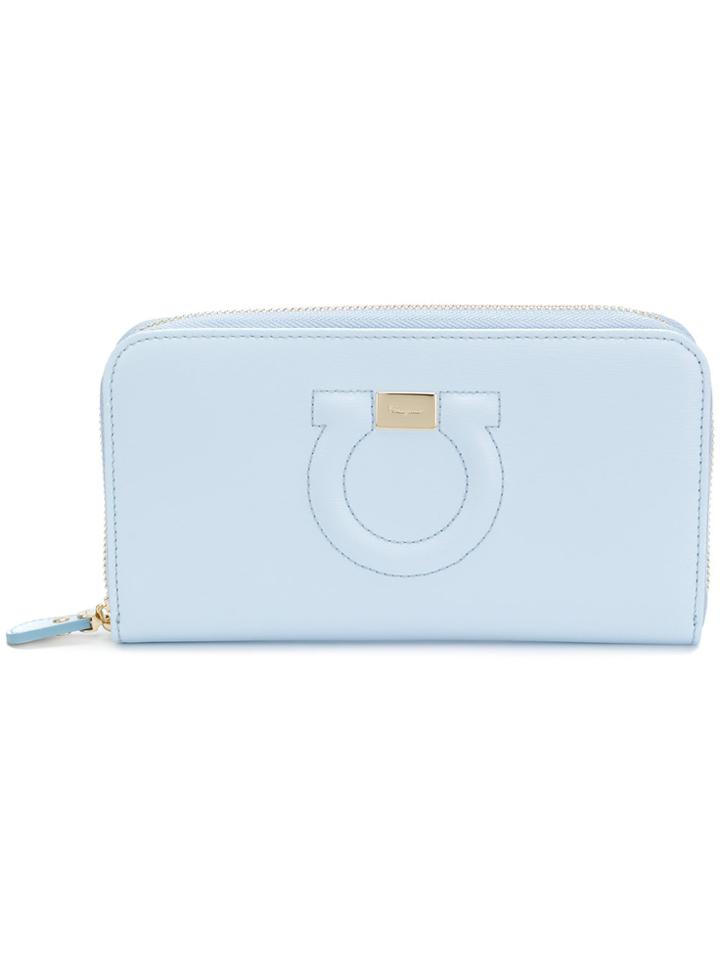 Salvatore Ferragamo Logo Zip Around Wallet - Blue