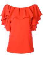 P.a.r.o.s.h. - Ruffled Neck Blouse - Women - Polyester - Xs, Women's, Red, Polyester