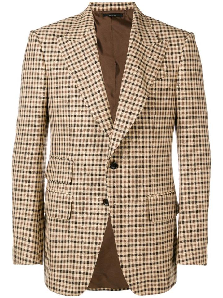 Tom Ford Checked Single-breasted Blazer - Brown