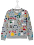 Philipp Plein Kids Mania Sweatshirt, Boy's, Size: 14 Yrs, Grey