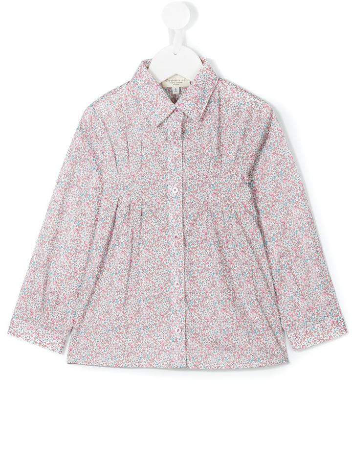 Cashmirino - Micro-floral Print Shirt - Kids - Cotton - 4 Yrs, Pink/purple