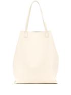 Jil Sander Navy Classic Shopper Tote - White