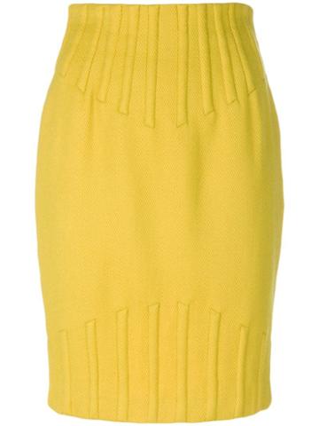 Thierry Mugler Pre-owned Rib Detail Pencil Skirt - Yellow