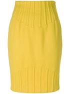 Thierry Mugler Pre-owned Rib Detail Pencil Skirt - Yellow