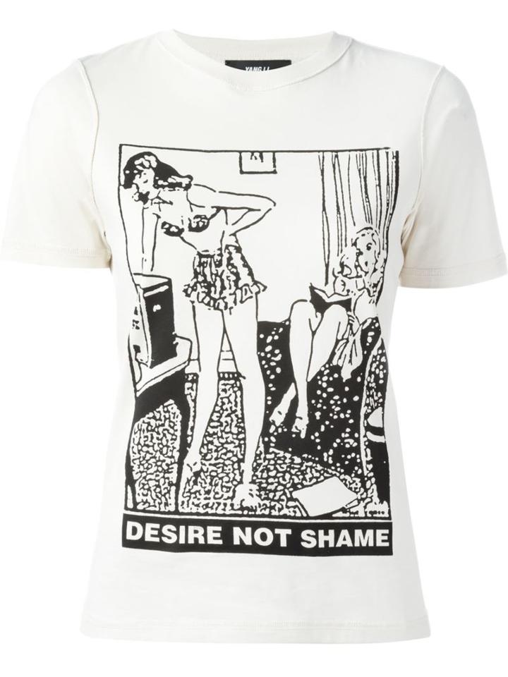 Yang Li Desire Not Shame Print T-shirt, Women's, Size: M, Nude/neutrals, Cotton
