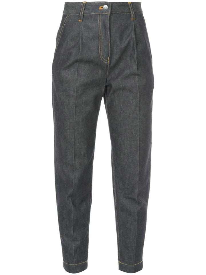 Cyclas High Rise Cropped Jeans - Blue