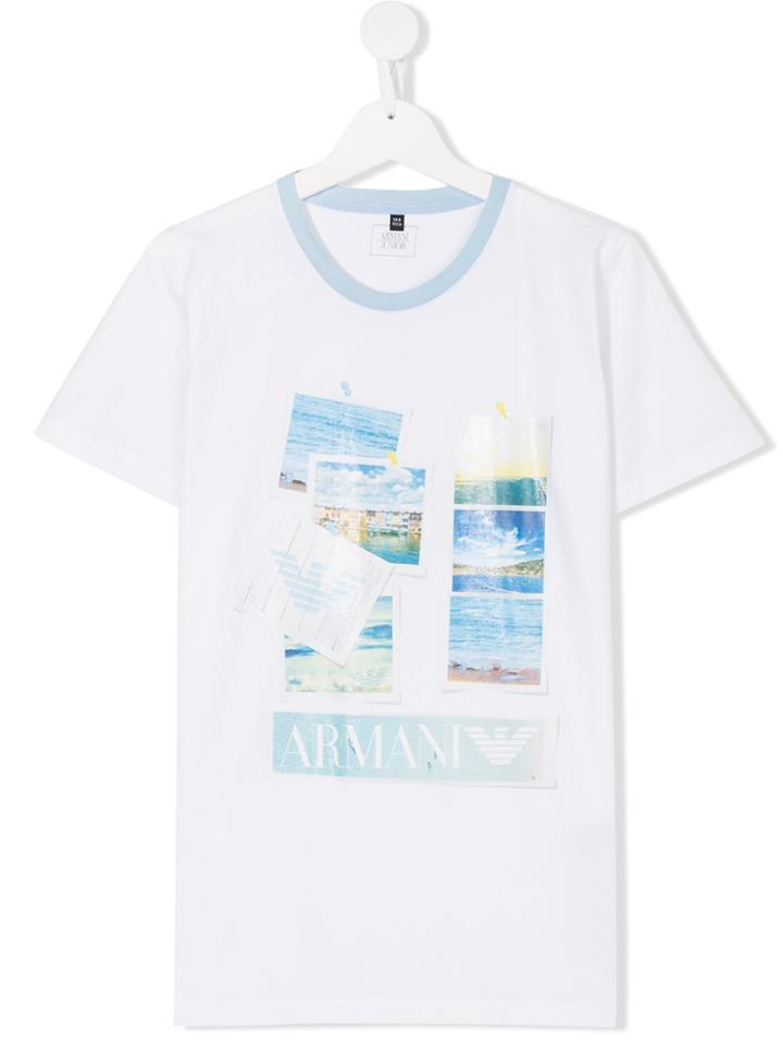 Armani Junior Marina Print T-shirt - White