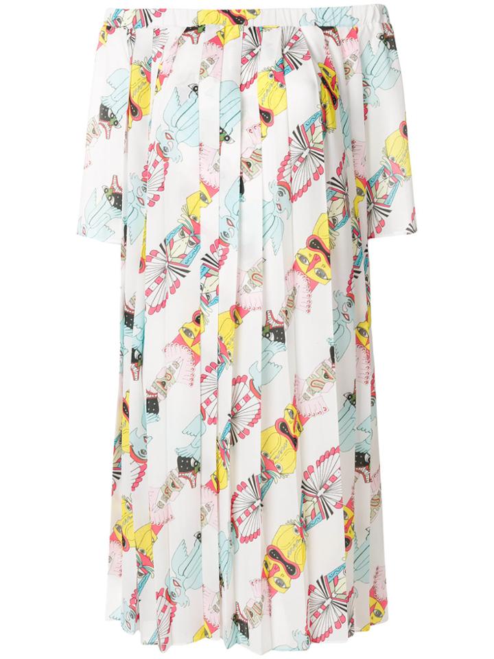 Ultràchic Printed Off Shoulder Dress - White