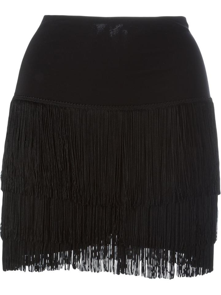 Norma Kamali Short Fringed Skirt