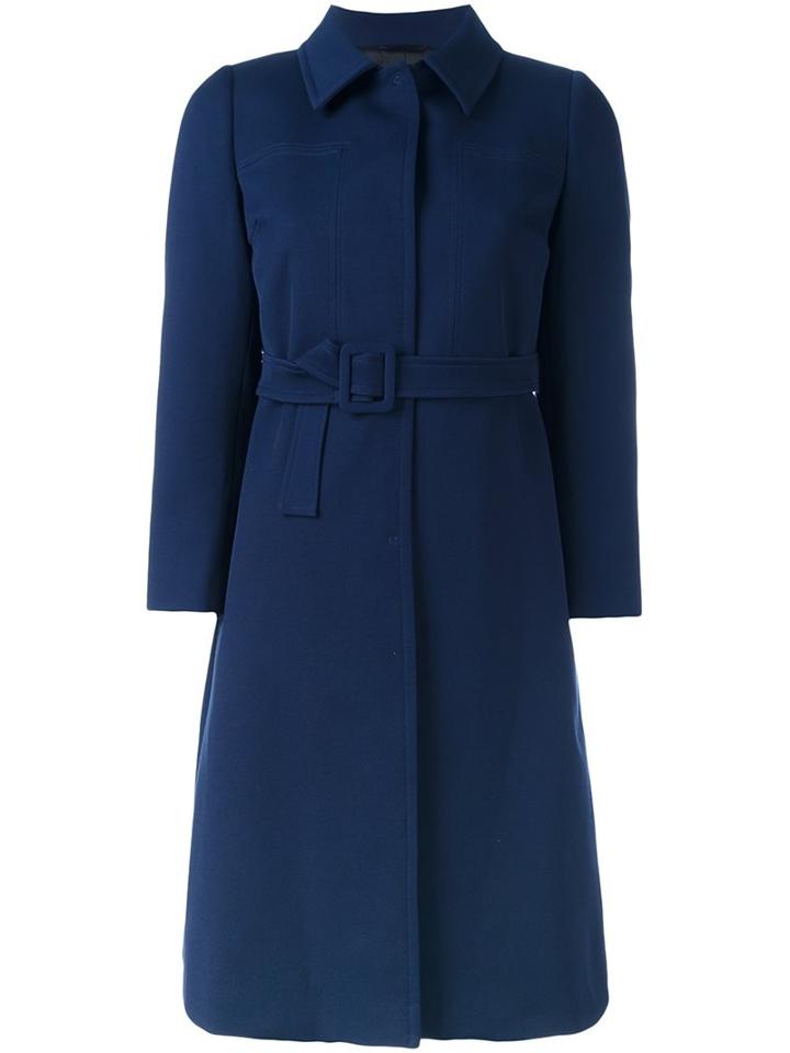L'autre Chose Belted Coat, Women's, Size: 42, Blue, Cotton/polyamide/polyester/viscose