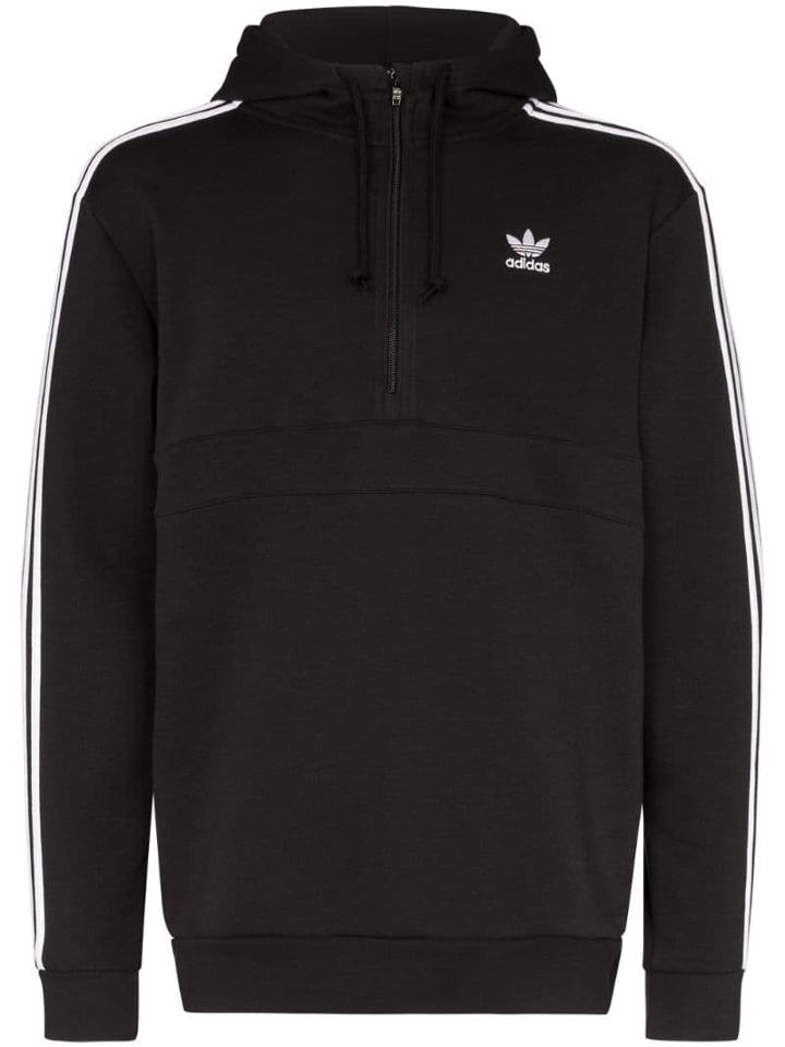 Adidas Logo Stripe Hoodie - Black