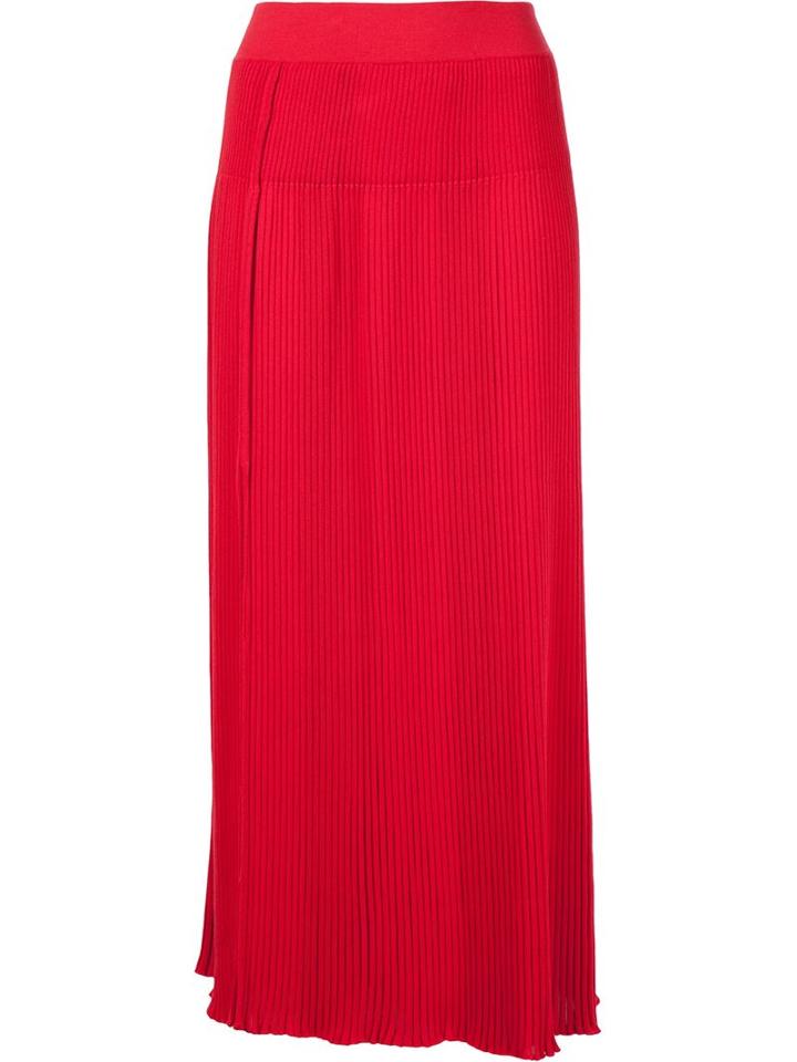 Sonia Rykiel High-waisted Pleated Long Skirt, Women's, Size: Small, Red, Polyamide/polyester/spandex/elastane/virgin Wool