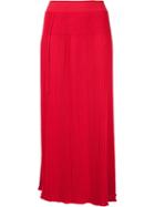 Sonia Rykiel High-waisted Pleated Long Skirt, Women's, Size: Small, Red, Polyamide/polyester/spandex/elastane/virgin Wool