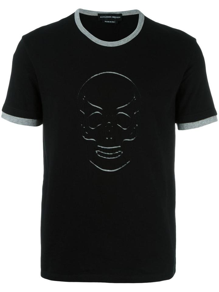 Alexander Mcqueen Skull Embroidered T-shirt - Black