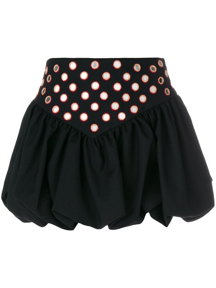 Saint Laurent Embroidered Ruffle Basque Mini Skirt - Black