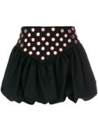 Saint Laurent Embroidered Ruffle Basque Mini Skirt - Black