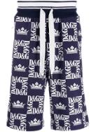 Dolce & Gabbana Crown And Logo Print Track Shorts - Blue