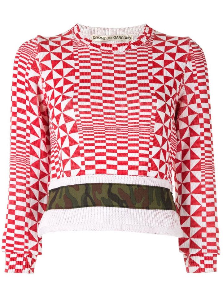 Comme Des Garçons Vintage Mixed Print Jumper - White