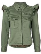 Marc Jacobs Ruffled-shoulder Jacket, Women's, Size: 4, Green, Cotton