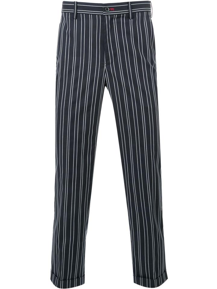Loveless Chalk Stripe Trousers, Men's, Size: 2, Blue, Polyester/polyurethane/rayon