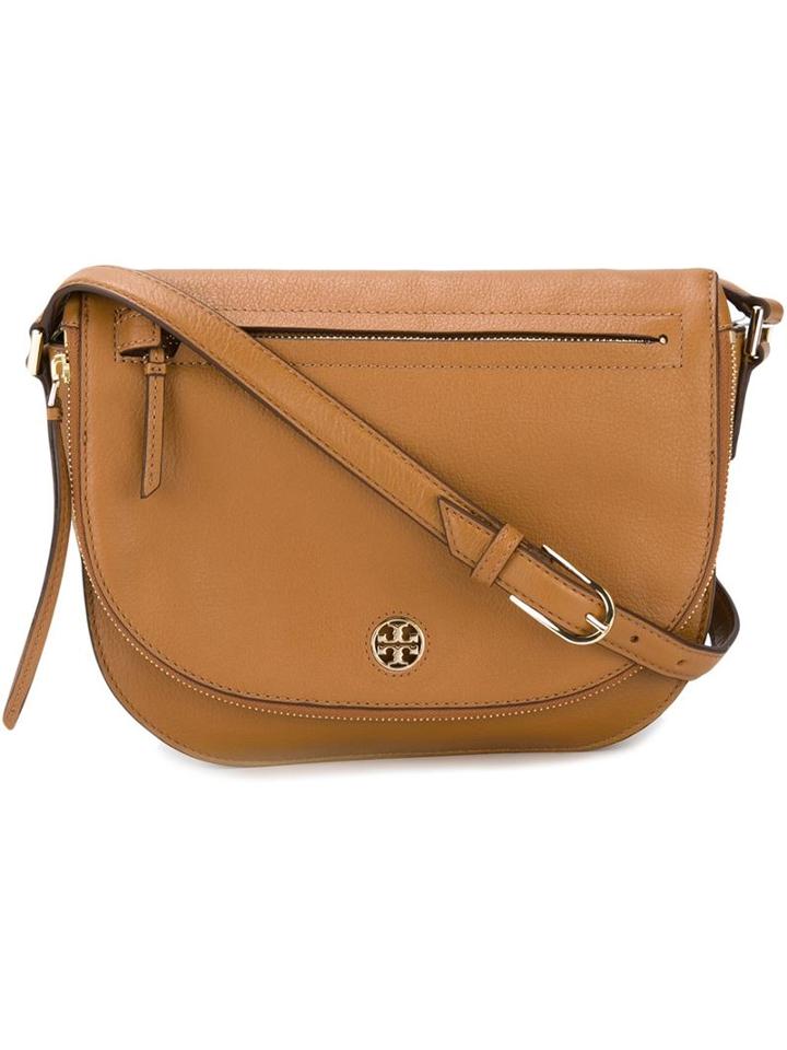 Tory Burch Front Zip Saddle Shoulder Bag, Women's, Brown, Leather