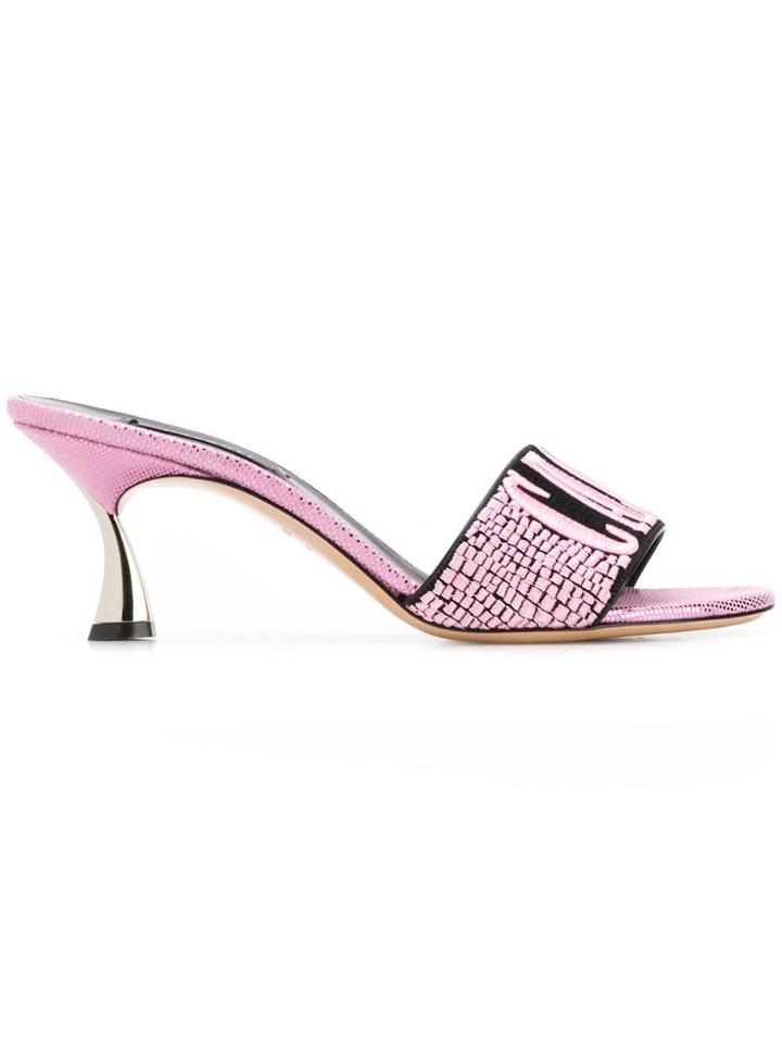 Casadei Embroidered Slides - Pink