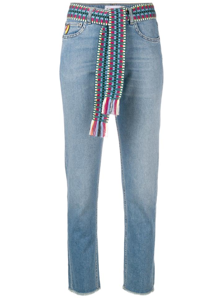 Mira Mikati Cropped Frayed Jeans - Blue