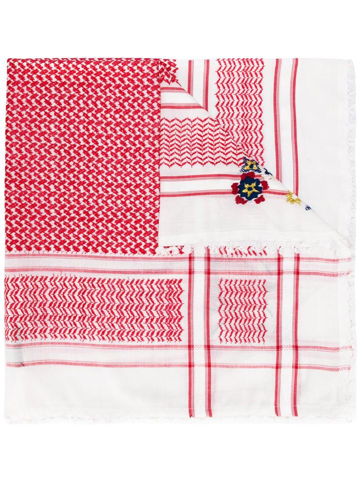 Bazar Deluxe - Embroidered Keffiyeh - Women - Cotton/polyester - One Size, Women's, Red, Cotton/polyester