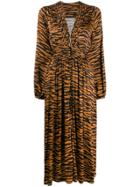 Andamane Zebra Print Midi Dress - Brown