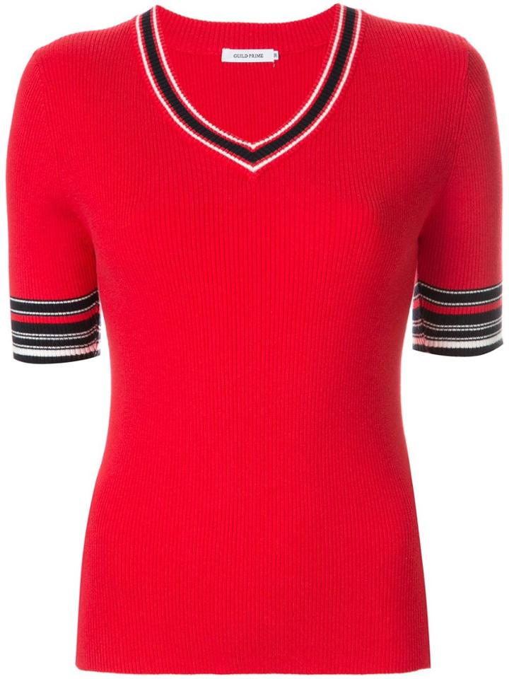 Guild Prime Contrast Short-sleeve Sweater - Red