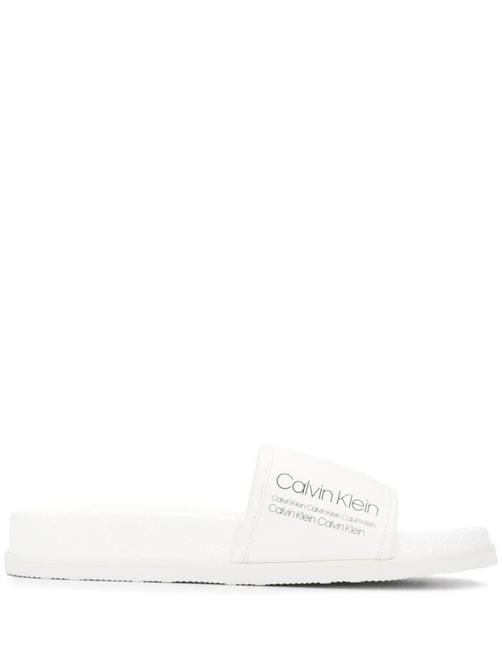 Calvin Klein Logo Slides - White