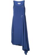 Mm6 Maison Margiela - Asymmetric Popper Embellished Dress - Women - Polyester - 42, Blue, Polyester