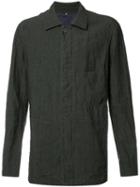 Ziggy Chen Pleated Back Shirt Jacket, Men's, Size: 46, Grey, Cotton/linen/flax