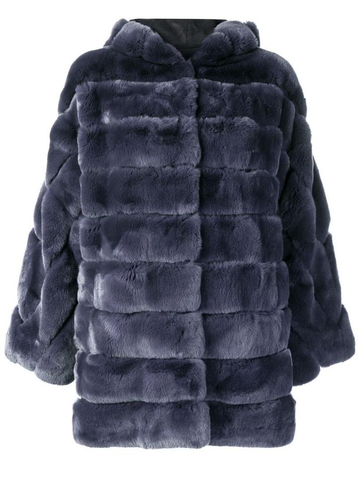 Liska Hooded Short Coat - Blue