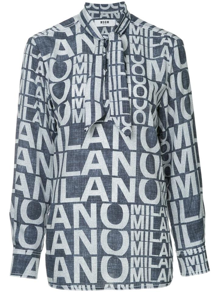 Msgm Printed Chambray Shirt - Blue