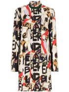 Burberry 'stone' High Neck Front Pocket Silk-blend Dress - Multicolour
